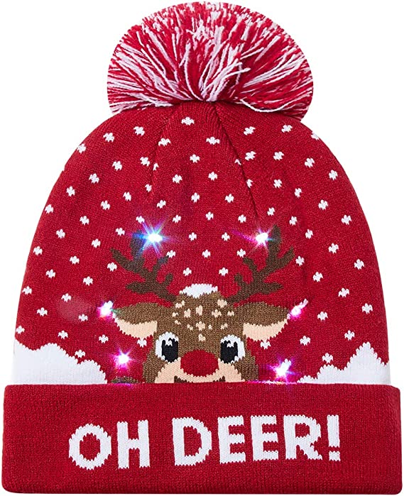 (OH DEER!) Christmas Light Up Beanie