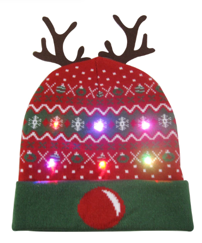 (Deer Antlers) Christmas Light Up Beanie